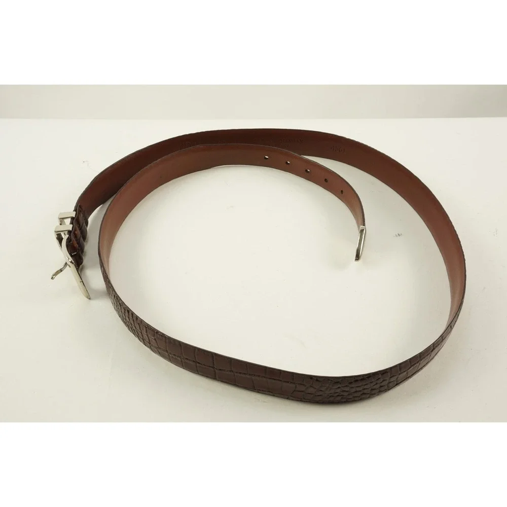 Torino Mens Size 52 Embossed Italian‎ Calfskin Leather Belt Dark Brown Crocodile